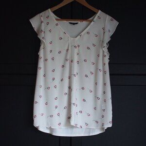 RW&CO. | Like NEW Flutter Short Cap Sleeve Mixed Media Floral Top